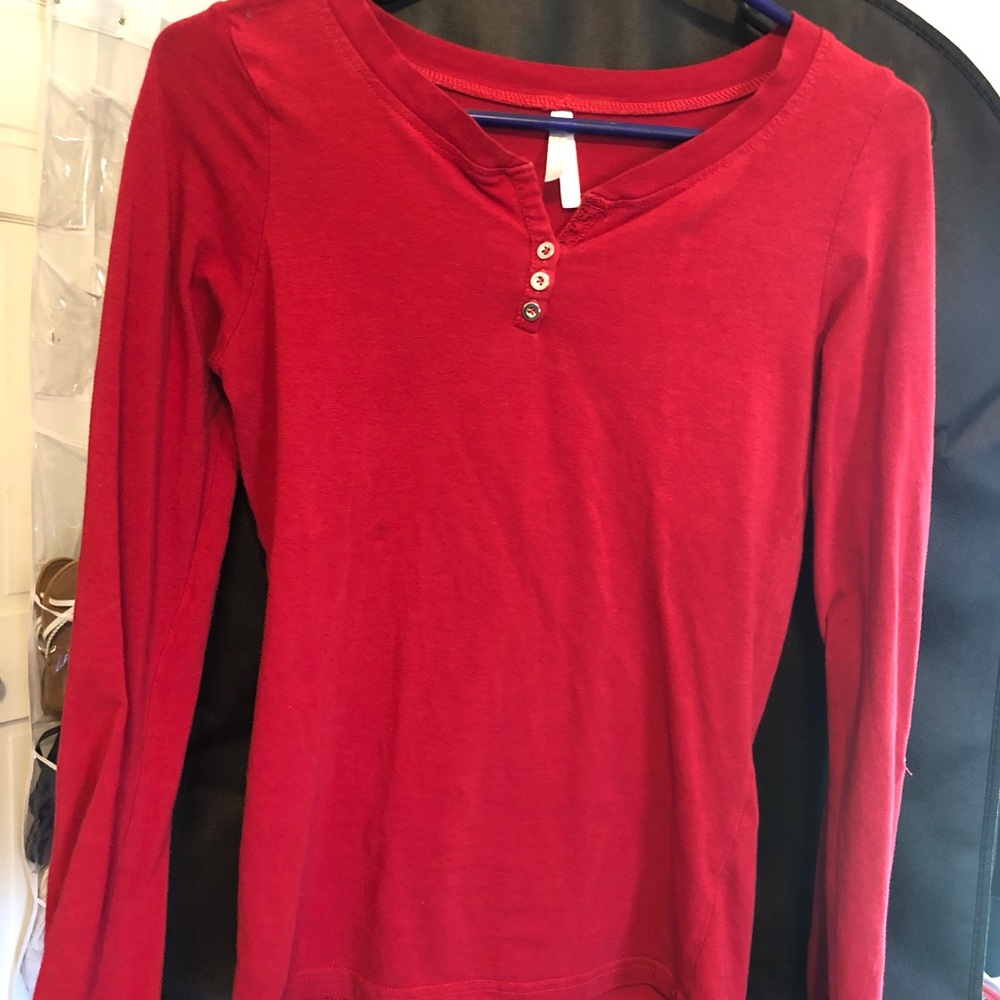 Red Long Sleeve Button up top